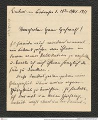 Nachlass Franz Steindachner, Brief von Prinzessin Therese von Bayern an Franz Steindachner (10.10.1911), Inv.Nr. 537.05, Seite 1